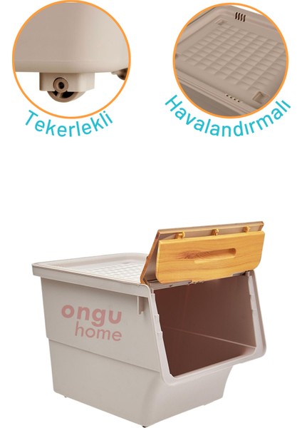 Çok Amaçlı Bambu Sebzelik ve Oyuncak Kutusu, Tekerlekli, 12 Litre modelleri