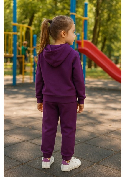 Kız Çocuk Kapüşonlu Eşofman Takımı (Sweatshirt + Alt) I Yazılı Eşofman Takımı Esnek Mevsimlik fiyatları