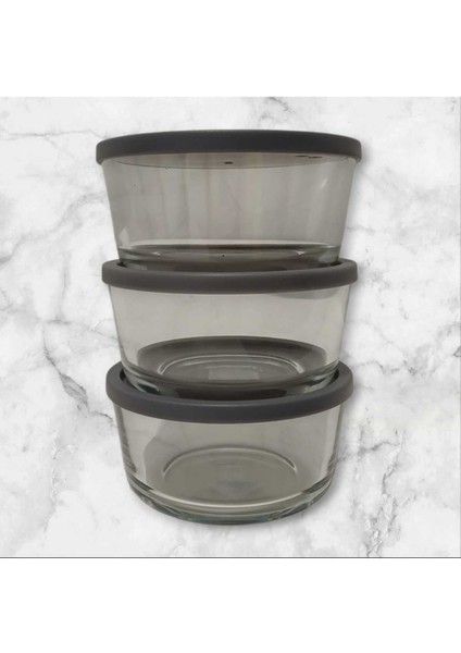 Gri 3’lü Yuvarlak Saklama Kabı 800 Cc, Kapaklı, Pratik ve Şık Kullanım fiyatları