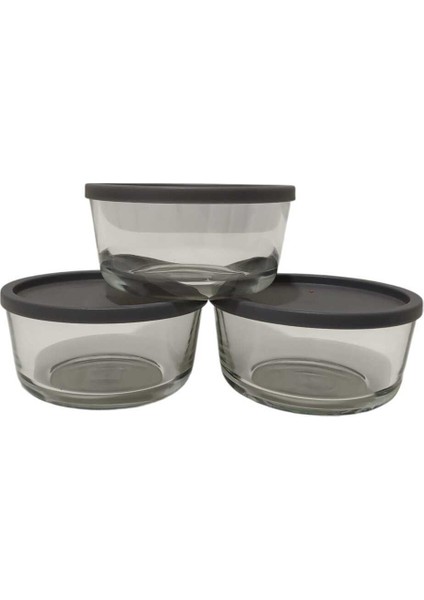 Gri 3’lü Yuvarlak Saklama Kabı 800 Cc, Kapaklı, Pratik ve Şık Kullanım modelleri