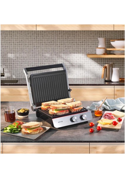Ince Çizgilere Sahip Modern Tost Makinesi, Paslanmaz Çelik, Renkli Tasarım fiyatları