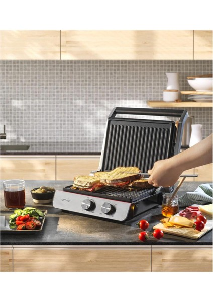 Ince Çizgilere Sahip Modern Tost Makinesi, Paslanmaz Çelik, Renkli Tasarım modelleri