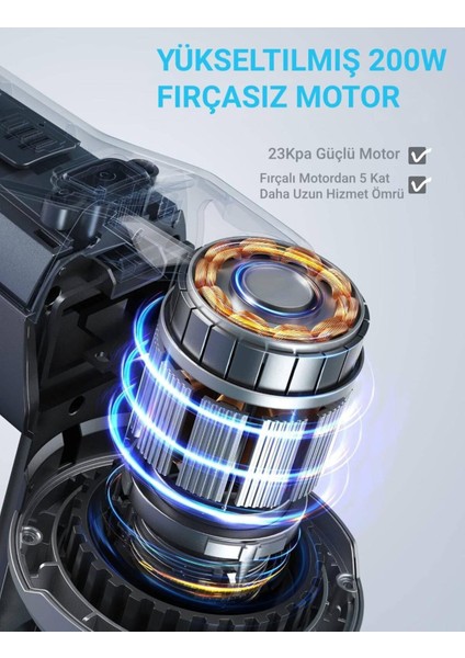 Bej Kablosuz Elektrikli Dikey Süpürge, Hafif ve Güçlü Temizlik Aracı