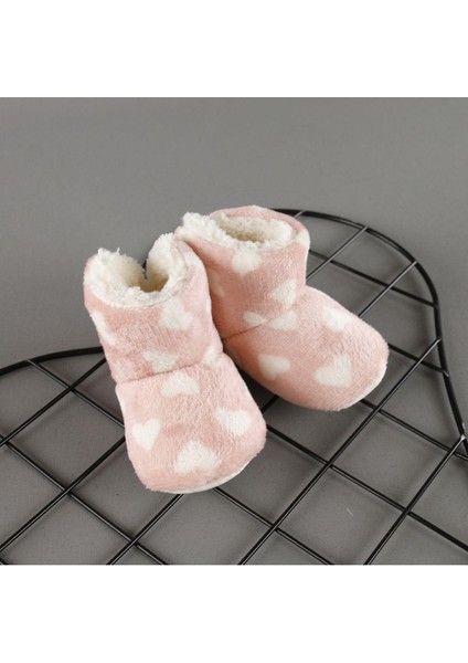 Kaydırmaz Tabanlı Kalp Baskılı Çocuk Bebek Panduf Unisex