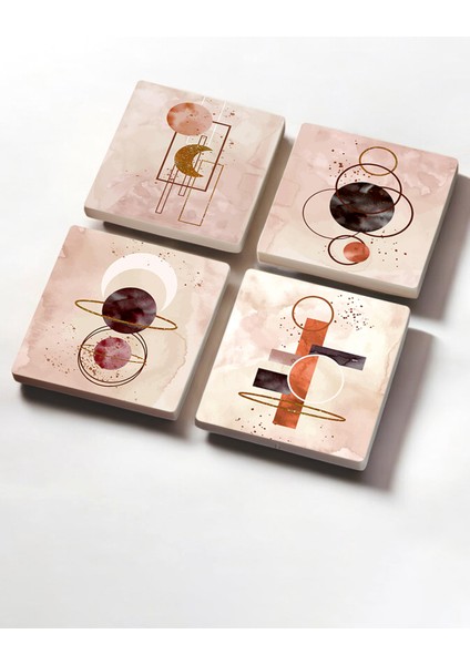 4'lü Beyaz Taş Bardak Altlığı Seti, 10X10CM, Modern ve Şık Tasarım fiyatları