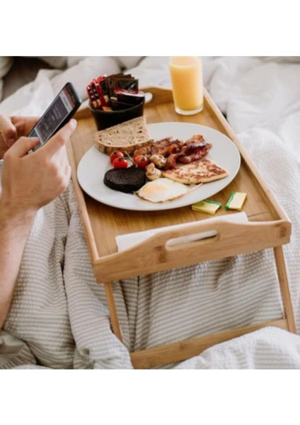 Çok Renkli Bambu Ayaklı Ahşap Dekoratif Sunum Tepsisi