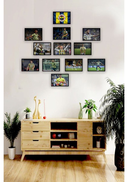 12'li Set Çerçeve Görünümlü Fener Bahçe Futbolcular 11I Mdf Tablo