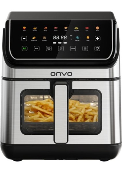8l Çift Rezistanslı Seramik Kaplama Airfryer, Siyah, Sağlıklı ve Pratik Pişirme
