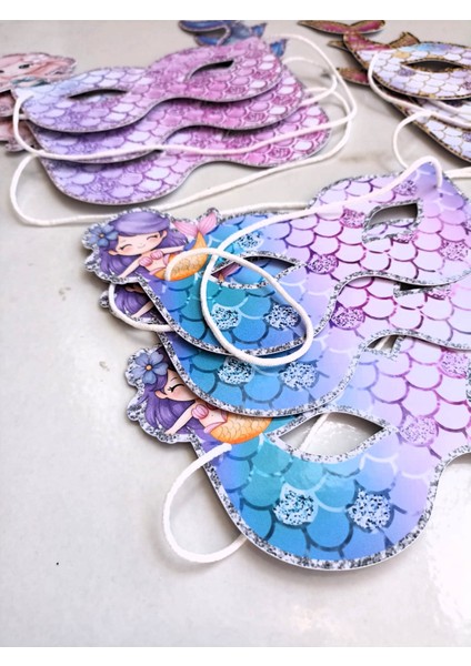 9 Adet Denizkızı Mermaid Konsept Kağıt Parti Maskesi Denizkızı Doğum Günü Süsü fırsatları