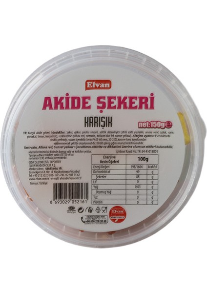 Karışık Aromalı Akide Şekeri 150 Gr. (1 Kutu) fiyatları