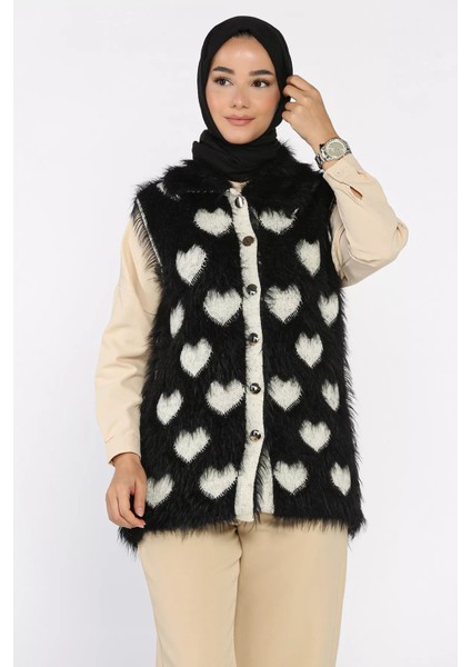 Kadın Kalpli Sakallı Triko Yelek (S-M-L Uyumludur) P-00018368 fiyatları