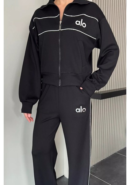 Kadın Şeritli Bel Lastikli Palazzo Pantolon Fermuarlı Sweat Ikili Takım P-00018397 modelleri