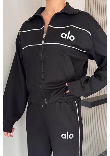 Kadın Şeritli Bel Lastikli Palazzo Pantolon Fermuarlı Sweat Ikili Takım P-00018397 fırsatları