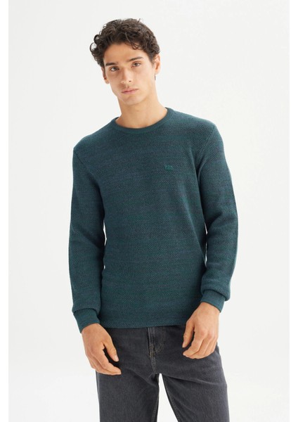 Pamuklu Regular Fit Bisiklet Yaka Logolu Kazak Erkek Kazak L2520364 405 modelleri