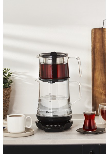 Konuşan Cam Çay Makinesi, Siyah, 1746H, Şık ve Pratik Çay Keyfi