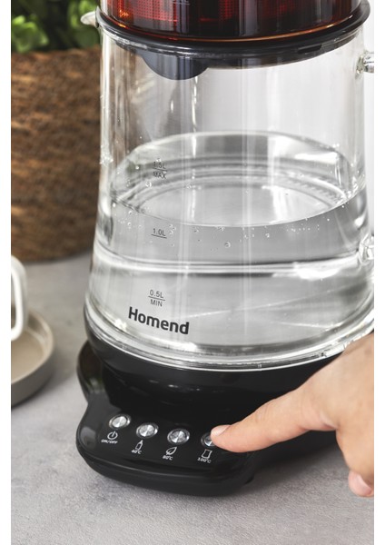 Konuşan Cam Çay Makinesi 1746H, Şık ve Fonksiyonel Siyah Tasarım