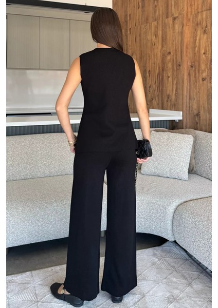 Kadın Taş Işlemeli Triko Pantolon Yelek Ikili Takım P-00018359 fırsatları