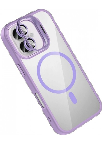 Apple iPhone 16 Remim Lensli Magsafe Standlı Kapak - Lila fiyatları