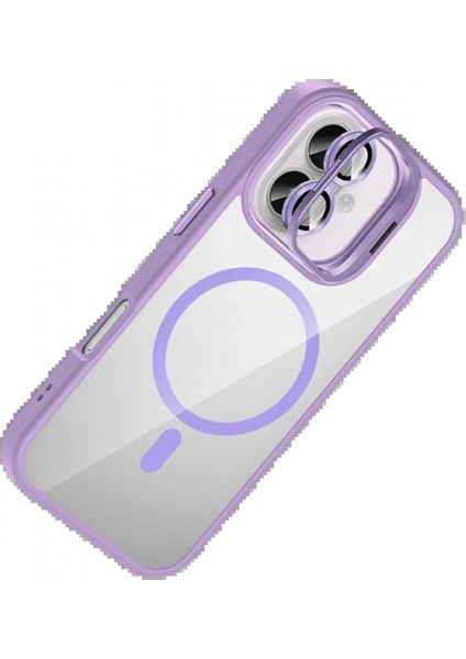 Apple iPhone 16 Remim Lensli Magsafe Standlı Kapak - Lila modelleri