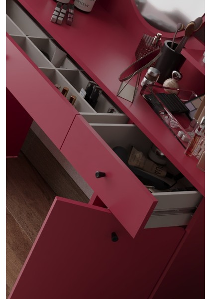 Harmony Iki Çekmeceli Makyaj Masası (Yuvarlak Aynalı)