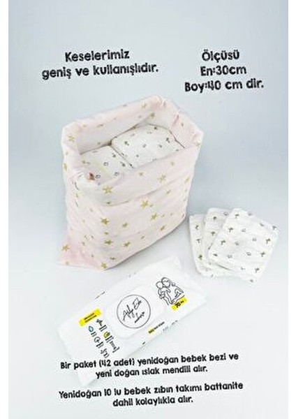 Simli Yıldız Desenli Kese Pamuklu Kumaş 30x40 cm Pembe Renkli Pratik Kullanım fiyatları