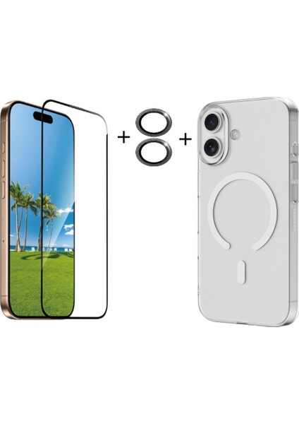 Iphone 17 Şeffaf Mika Magsafe Kılıf + Premium Esd Ekran Koruyucu + Kamera Koruyucu Siyah