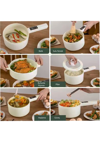 700W Çok Amaçlı Elektrikli Tencere, 1.8l, Buharlı ve Yağda Pişirme Fonksiyonlu