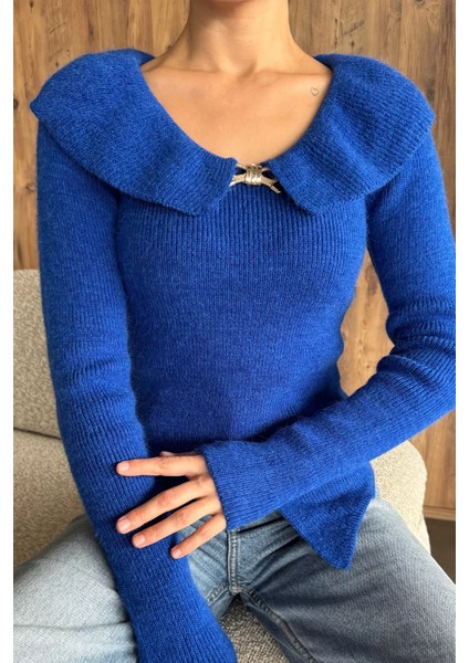 Ön Broşlu Bel Yırtmaçlı Triko Bluz(S,m,l Uyumludur) P-00018195 modelleri