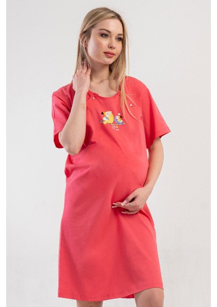 Kadın Fuşya Renk Kısa Kollu Lohusa Tunik C8T2N1014