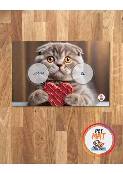 Petmat Kedi Mama Paspası , Kaymaz Taban , Yıkanabilir , Evcil Hayvan Paspası 020-G