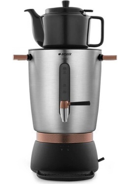 Gri Porselen Demlik ve Semaver Seti, Şık ve Kullanışlı Ev Dekoru.