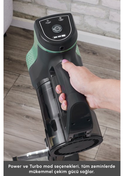 Sürekli Güçlü Dik Süpürge, Yeşil, 350 W, Pratik Temizlik Aracı