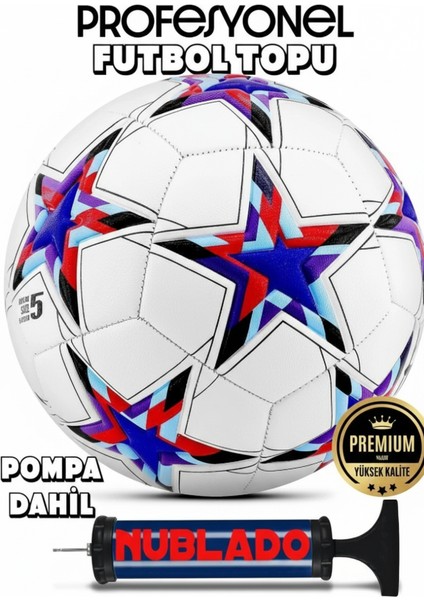 Pro Futbol Topu Maestro Şampiyonlar Ligi Pompalı Sert Zemin Halı Saha Futbol Topu No:5 Mavi.