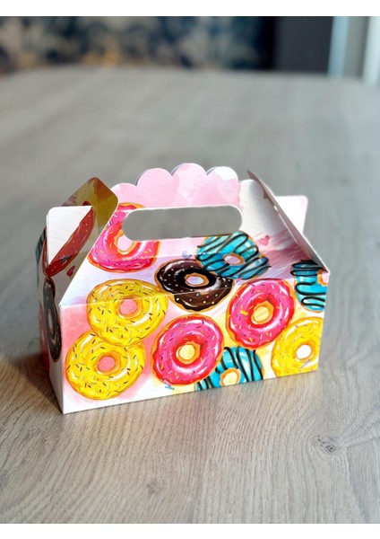 Macaron Kutusu 25 'li El Tutmalı Çanta Doğum Günü Hediye Kutusu Pasta Kutusu