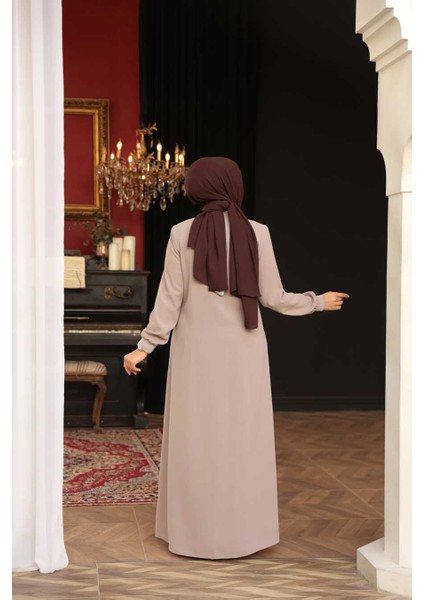 Fermuarlı Bej Tesettür Ferace 26371BEJ fırsatları