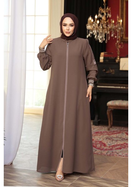 Fermuarlı Vizon Tesettür Ferace 26381V fiyatları