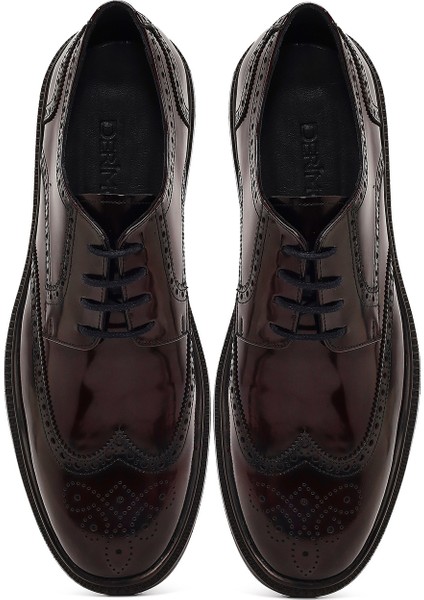 Erkek Bordo Kalın Tabanlı Deri Casual Ayakkabı 25WFD671522