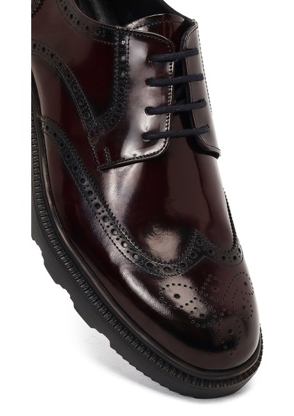 Erkek Bordo Kalın Tabanlı Deri Casual Ayakkabı 25WFD671522