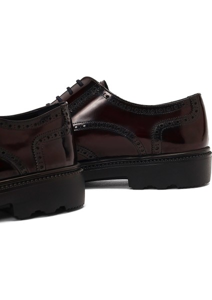 Erkek Bordo Kalın Tabanlı Deri Casual Ayakkabı 25WFD671522