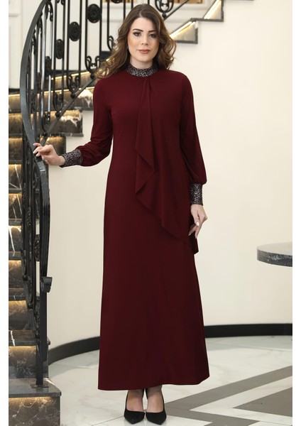 Efsane Candy Tesettür Elbise Bordo