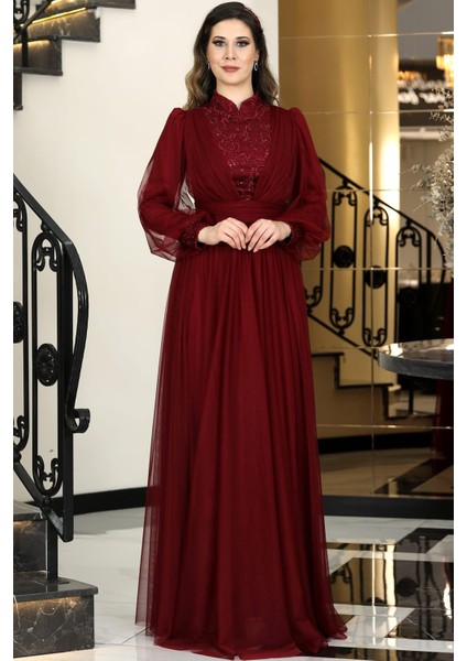 Seyran Tesettür Abiye Bordo