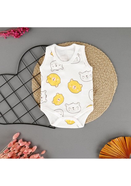 Pamuklu Ayıcık Desenli Çıtçıtlı Unisex Badi