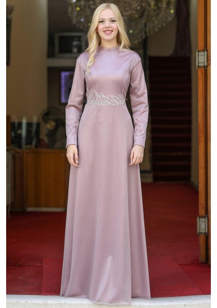 Berfin Tesettür Abiye Pudra modelleri