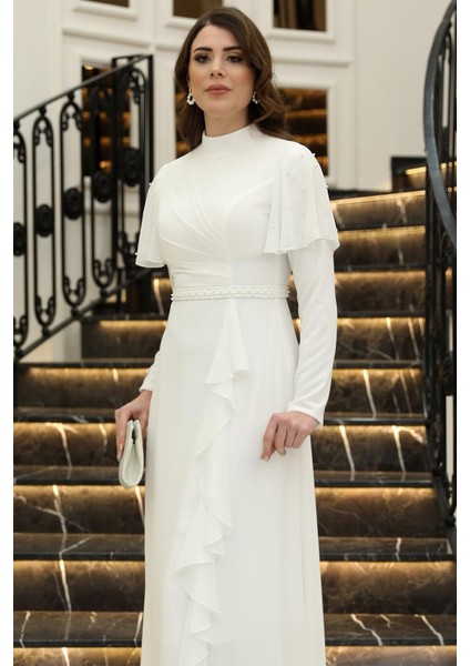 Asil Tesettür Inci Detaylı Elbise Ekru fiyatları