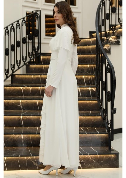 Asil Tesettür Inci Detaylı Elbise Ekru modelleri