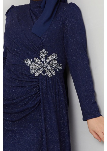 Gözde Tesettür Abiye Lacivert modelleri