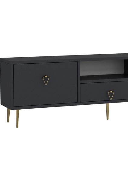 1306DROPDD-1 Tv Sehpası Antrasit-Altın Kulp indirimleri