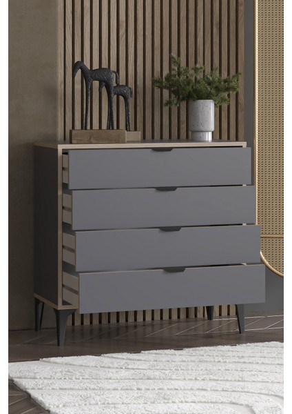 Arden 4 Çekmeceli Şifonyer (Antrasit) fırsatları