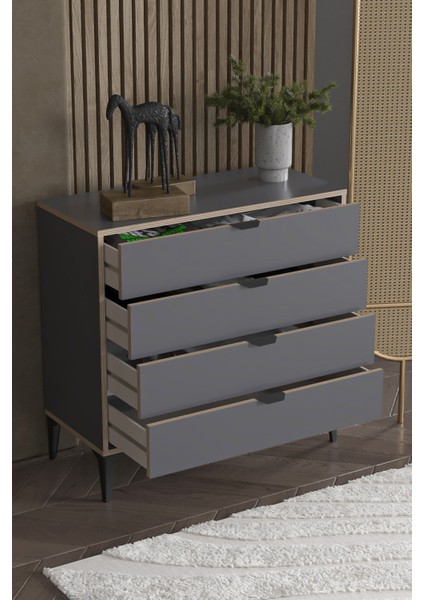 Arden 4 Çekmeceli Şifonyer (Antrasit) indirimleri