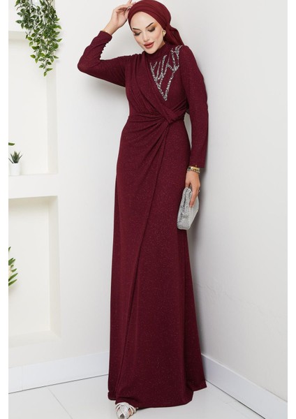 Eylül Tesettür Abiye Bordo